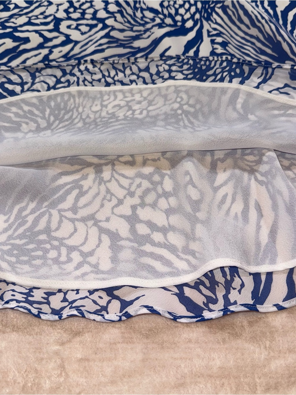 Blue & White Printed Midi Skirt — Flowy A-Line - Picture 6 of 11